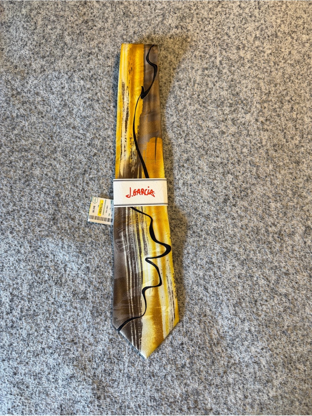 J. Garcia‎ Gold, Brown & Black Abstract Brushstroke Silk Tie